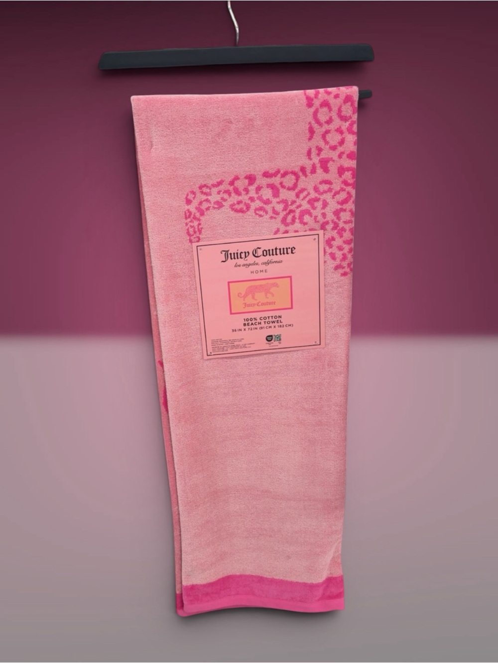 Juicy Couture Pink Leopard Logo Beach Towel